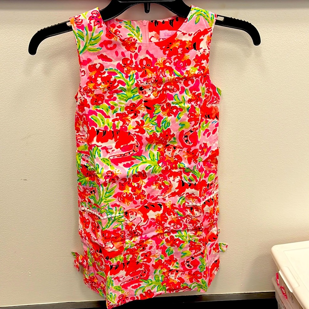 Lilly Pulitzer pink floral girls classic shift dress size 7